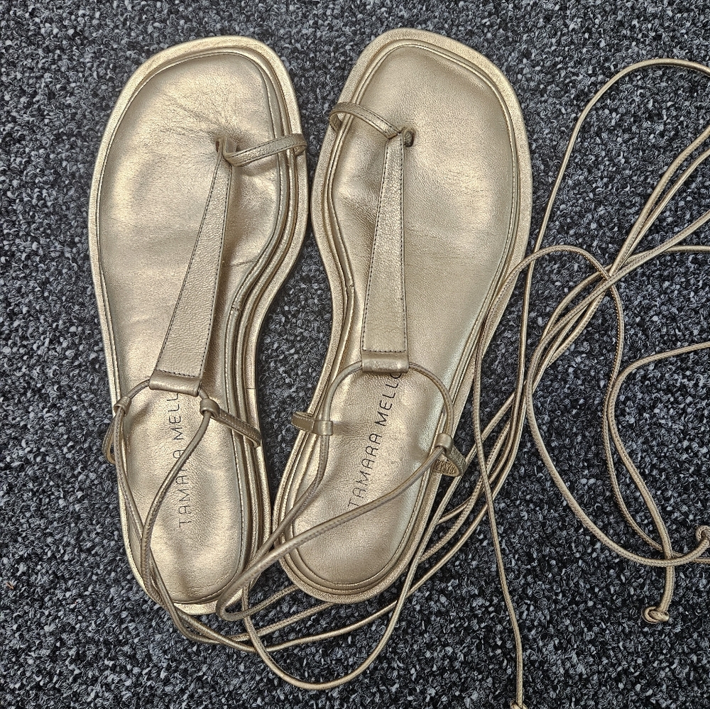 Tamara Mellon size 37 gold gladiator sandals